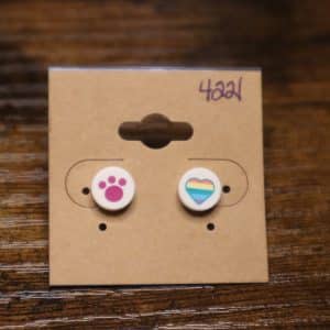 4221 - white background pink paw/rainbow heart